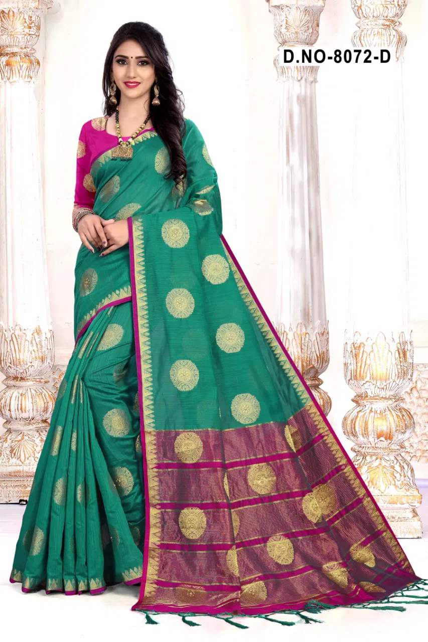 Haytee Aavran 8072 Handloom Designer Cotton Silk Saree Collection
